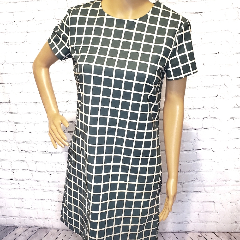 Joe Fresh Checkered Green and White Midi Dress